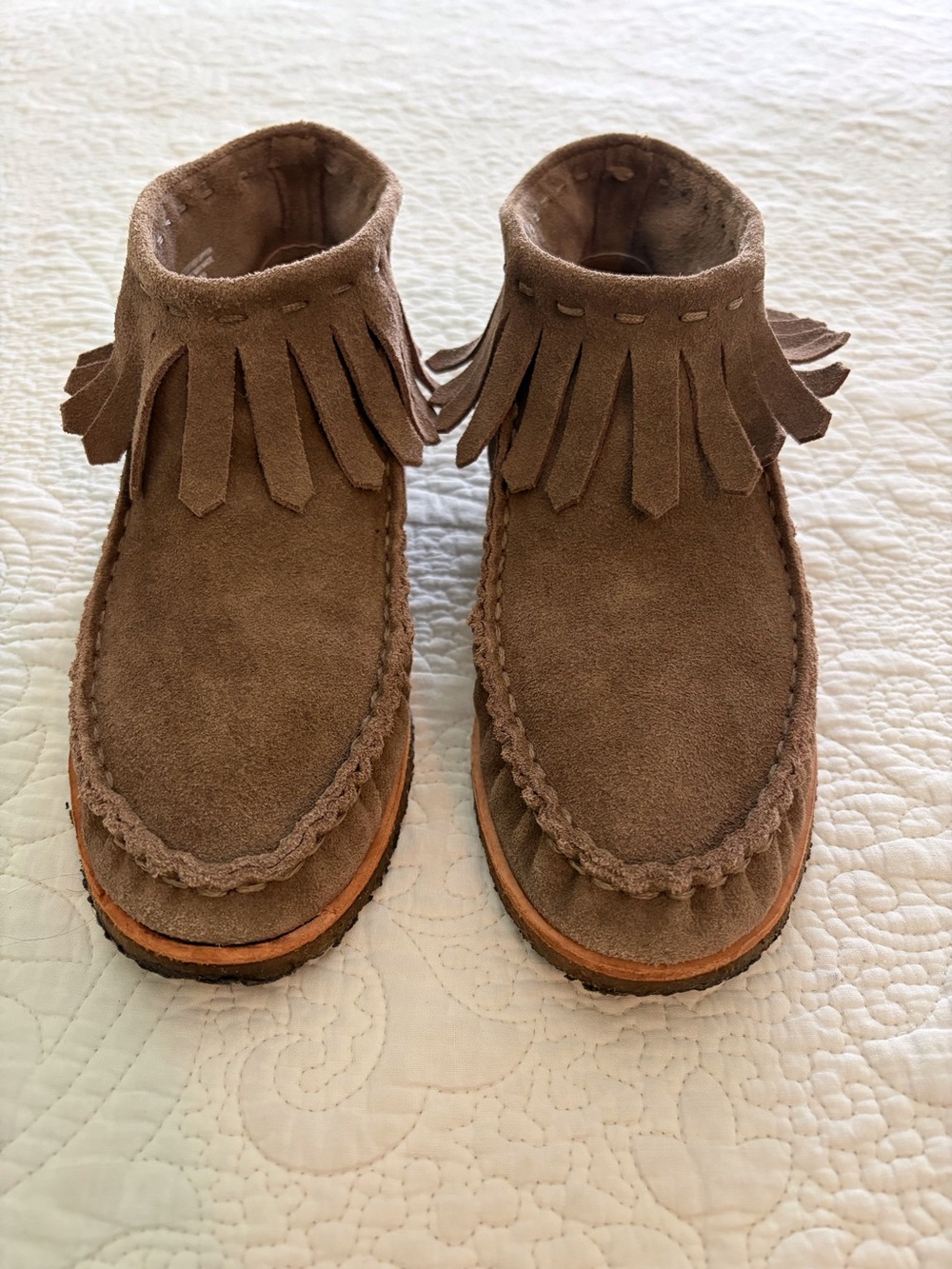 Splendid Women’s Tan Suede Fringe Moccasins Ankle Booties 7.5